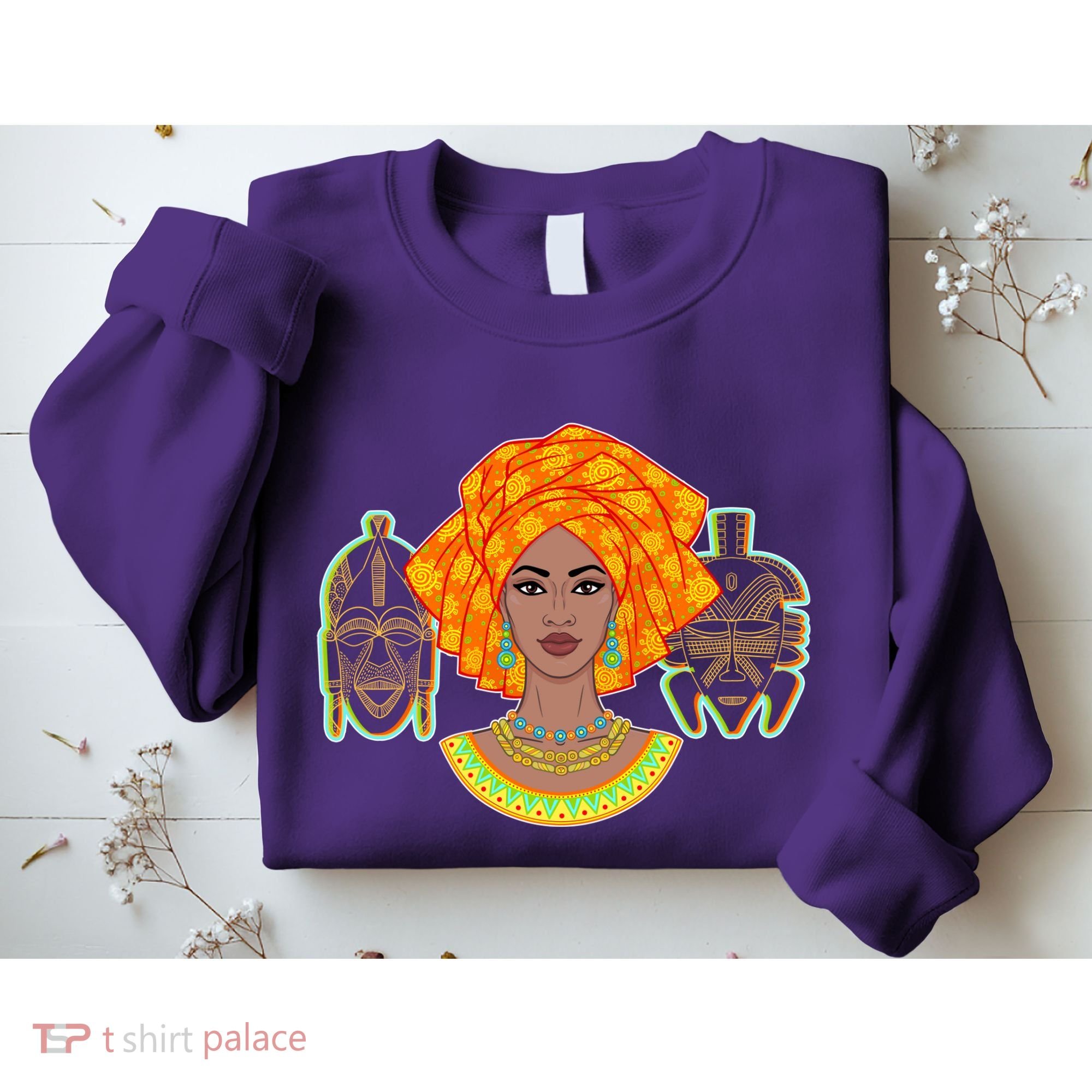 African Woman With Tribal Masks Sweatshirt