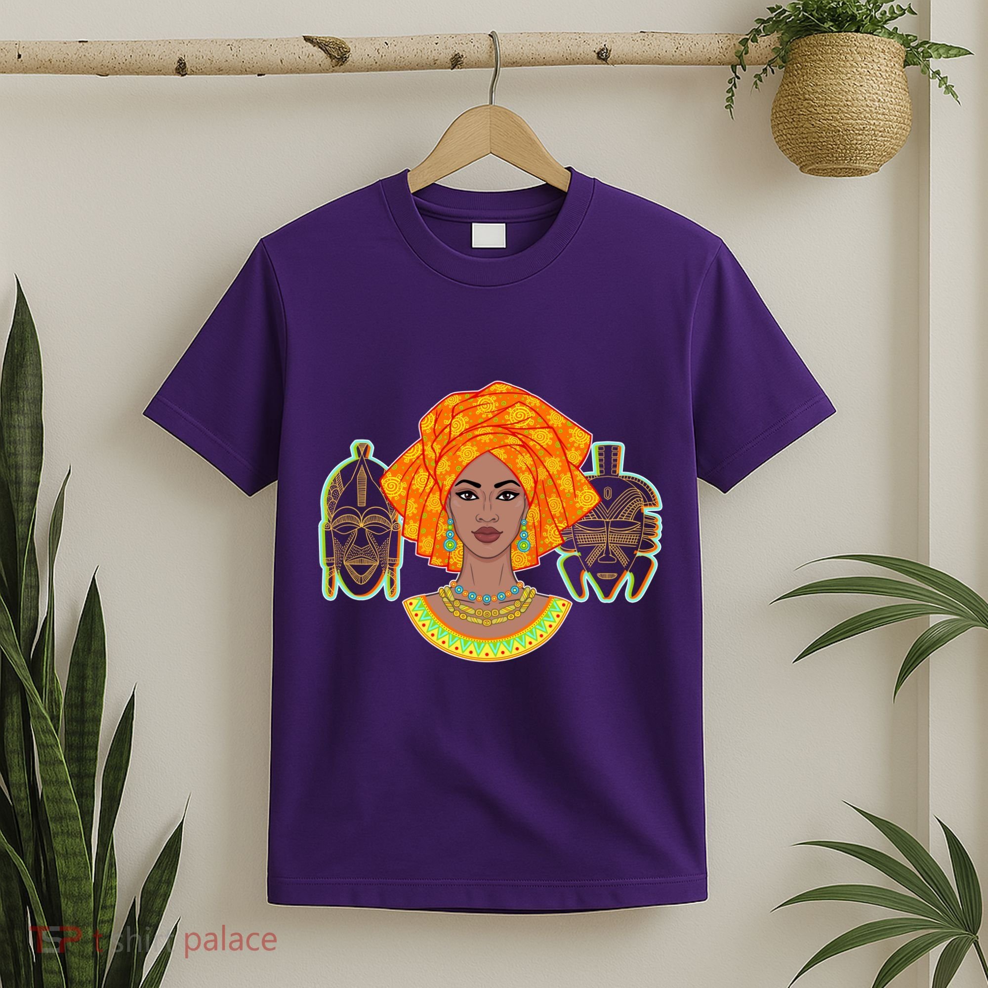 African Woman With Tribal Masks T-Shirt