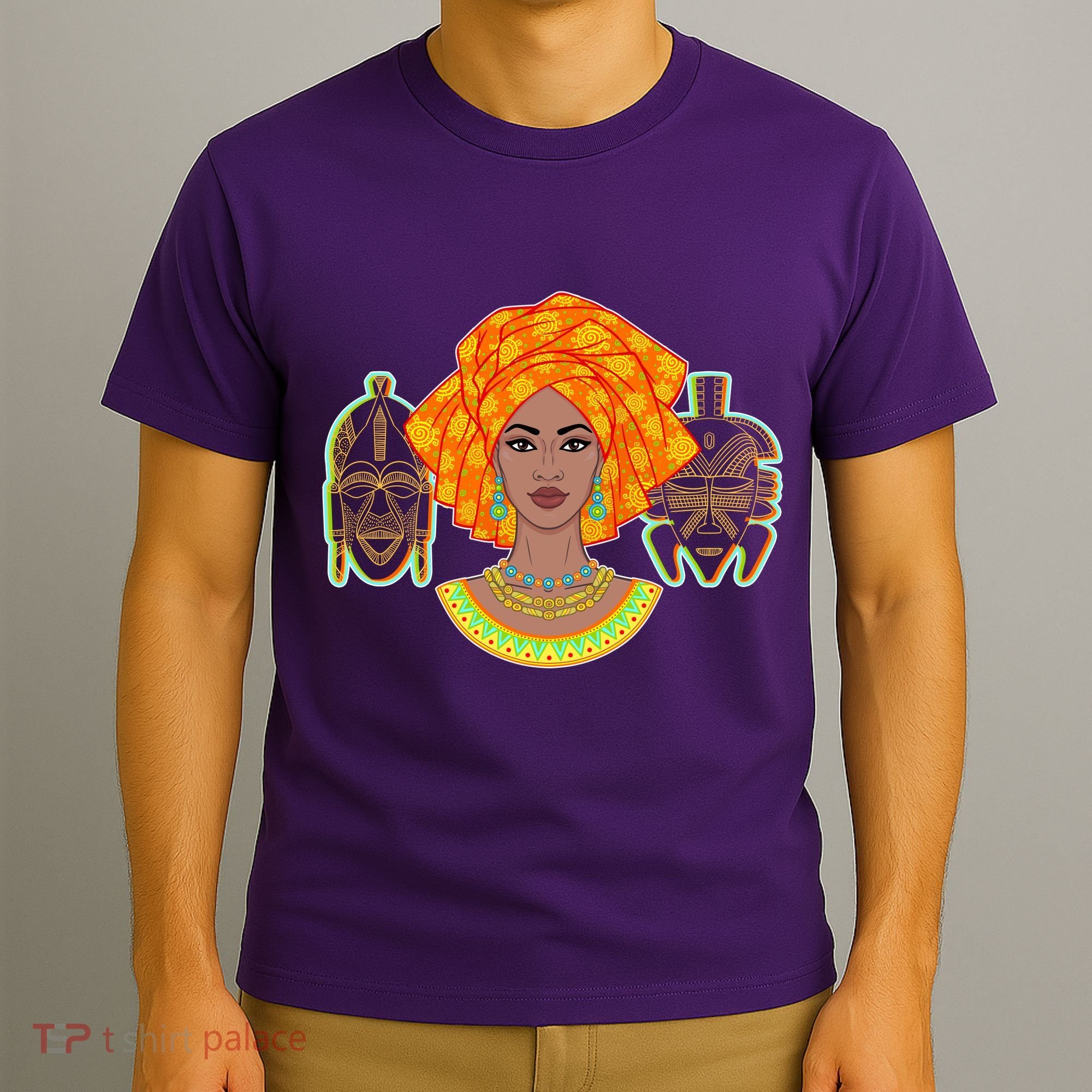 African Woman With Tribal Masks T-Shirt