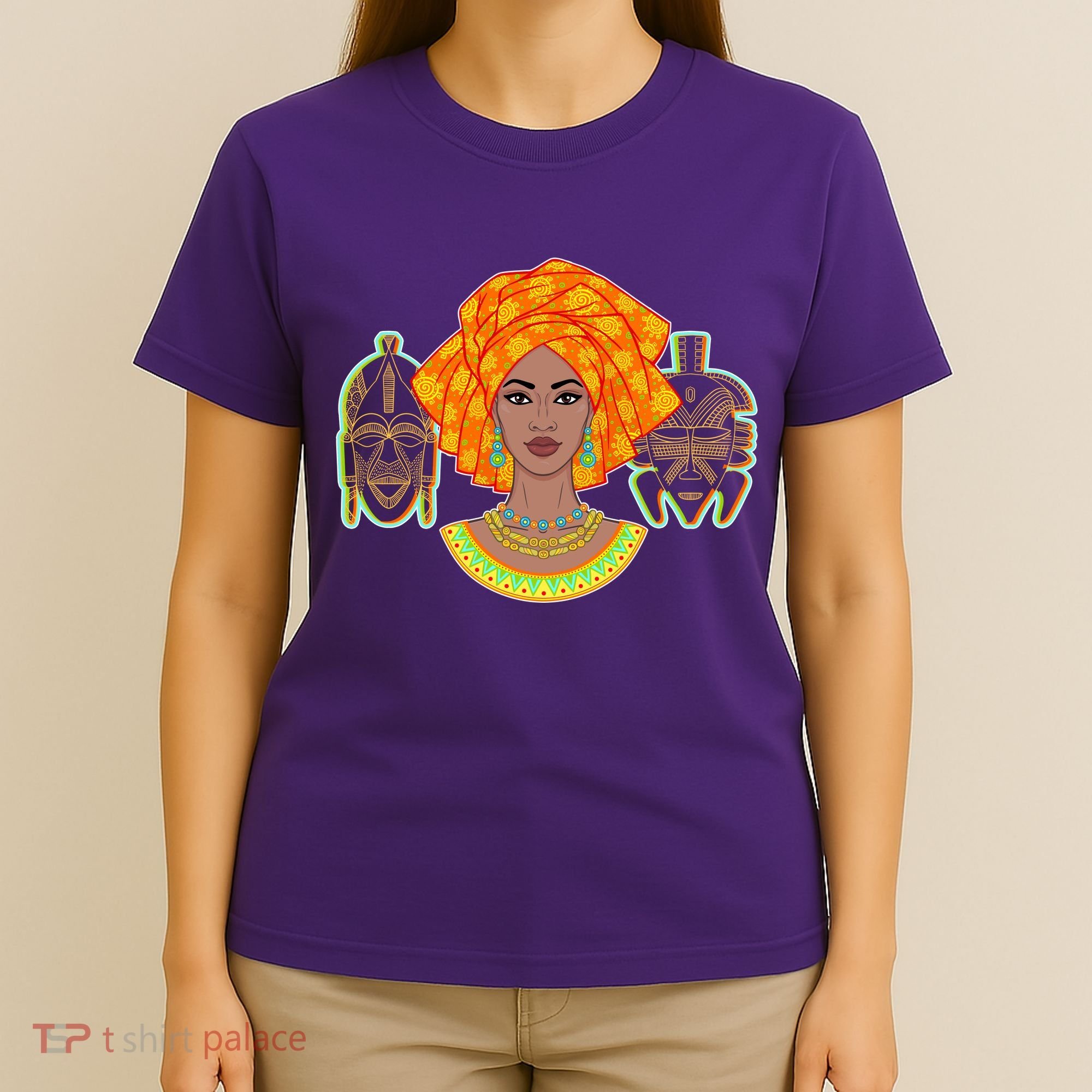 African Woman With Tribal Masks T-Shirt