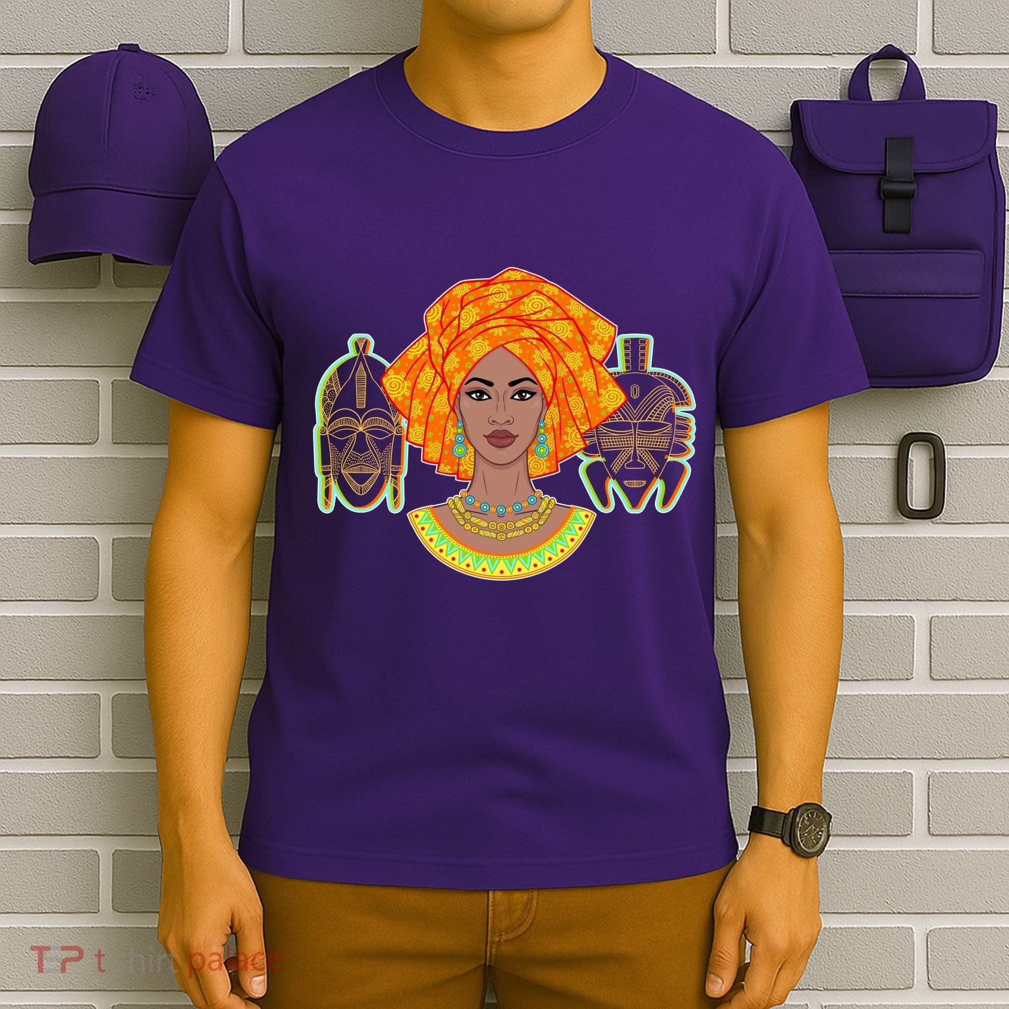 African Woman With Tribal Masks T-Shirt
