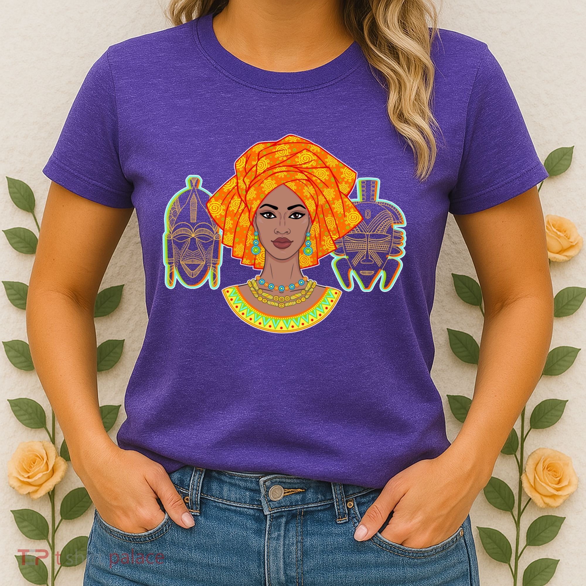 African Woman With Tribal Masks Women's T-Shirt