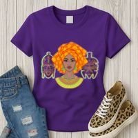 African Woman With Tribal Masks Women's T-Shirt thumb 3