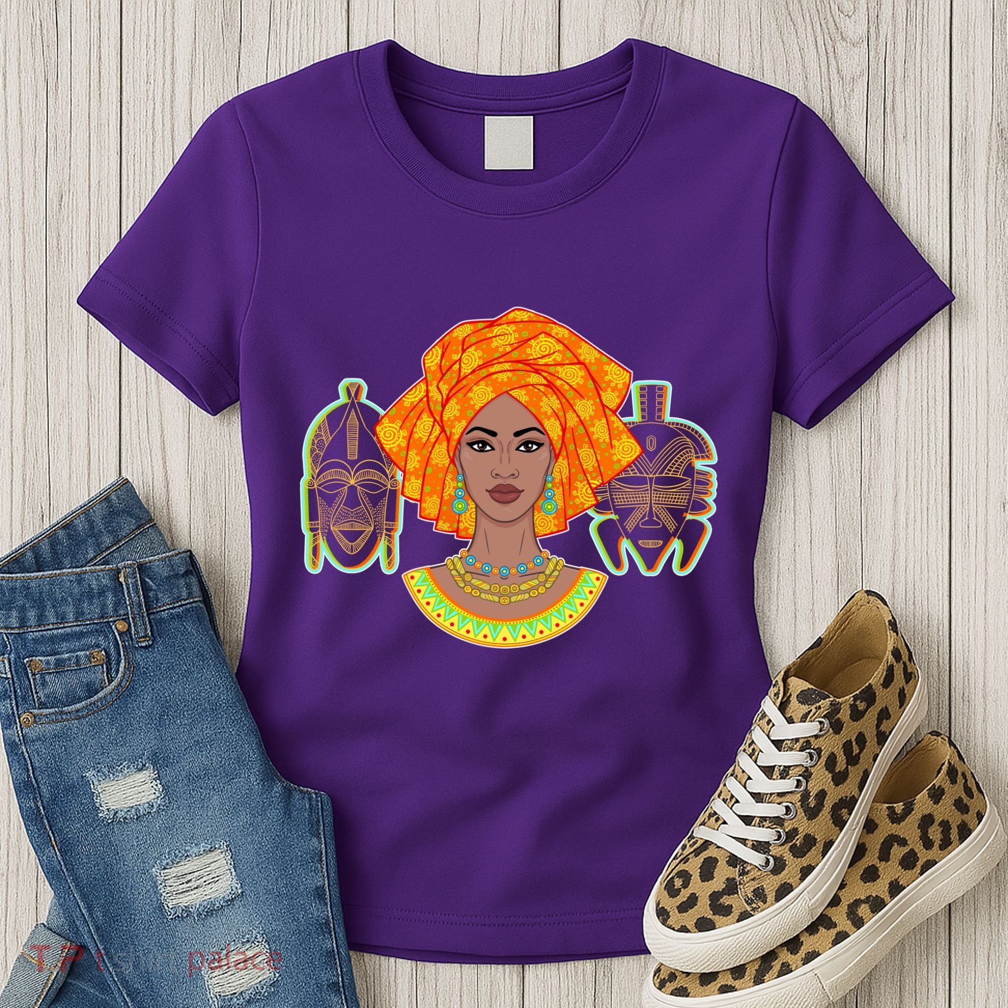 African Woman With Tribal Masks Women's T-Shirt