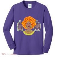 African Woman With Tribal Masks Kids Long Sleeve Shirt thumb 0