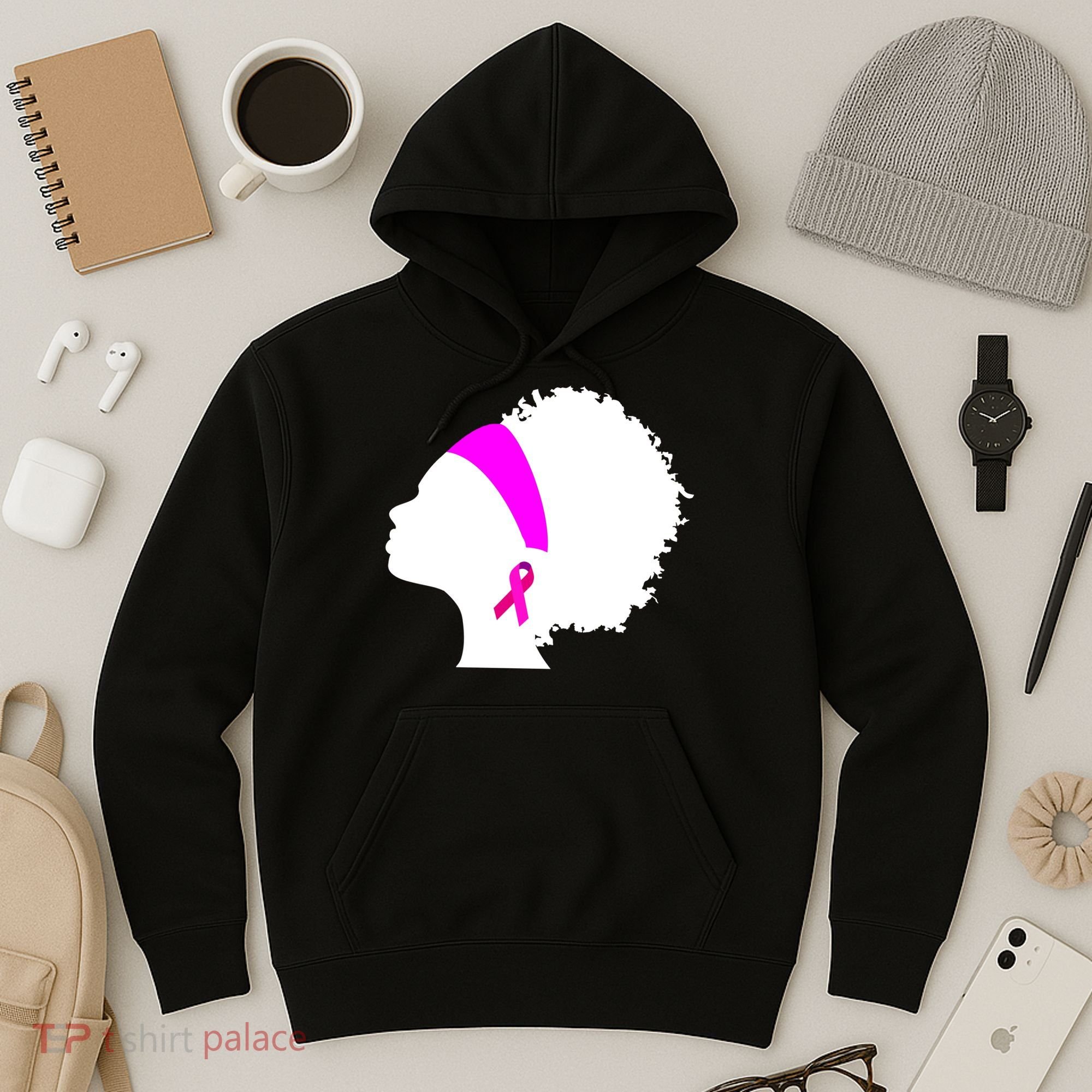 Afro Breast Cancer Awareness Hoodie