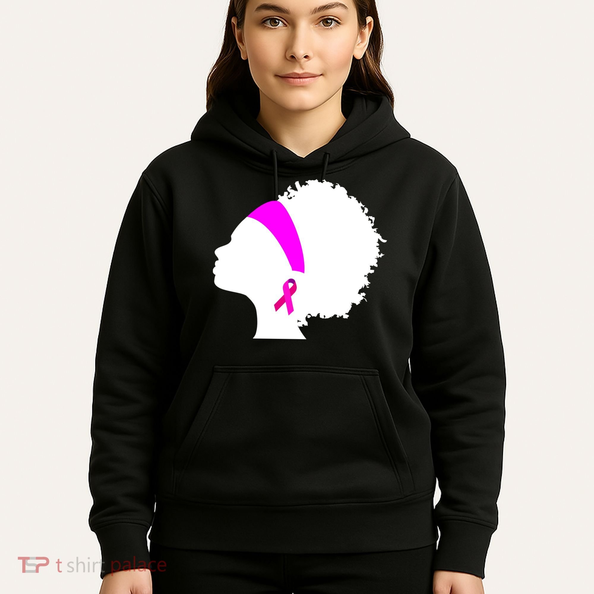 Afro Breast Cancer Awareness Hoodie
