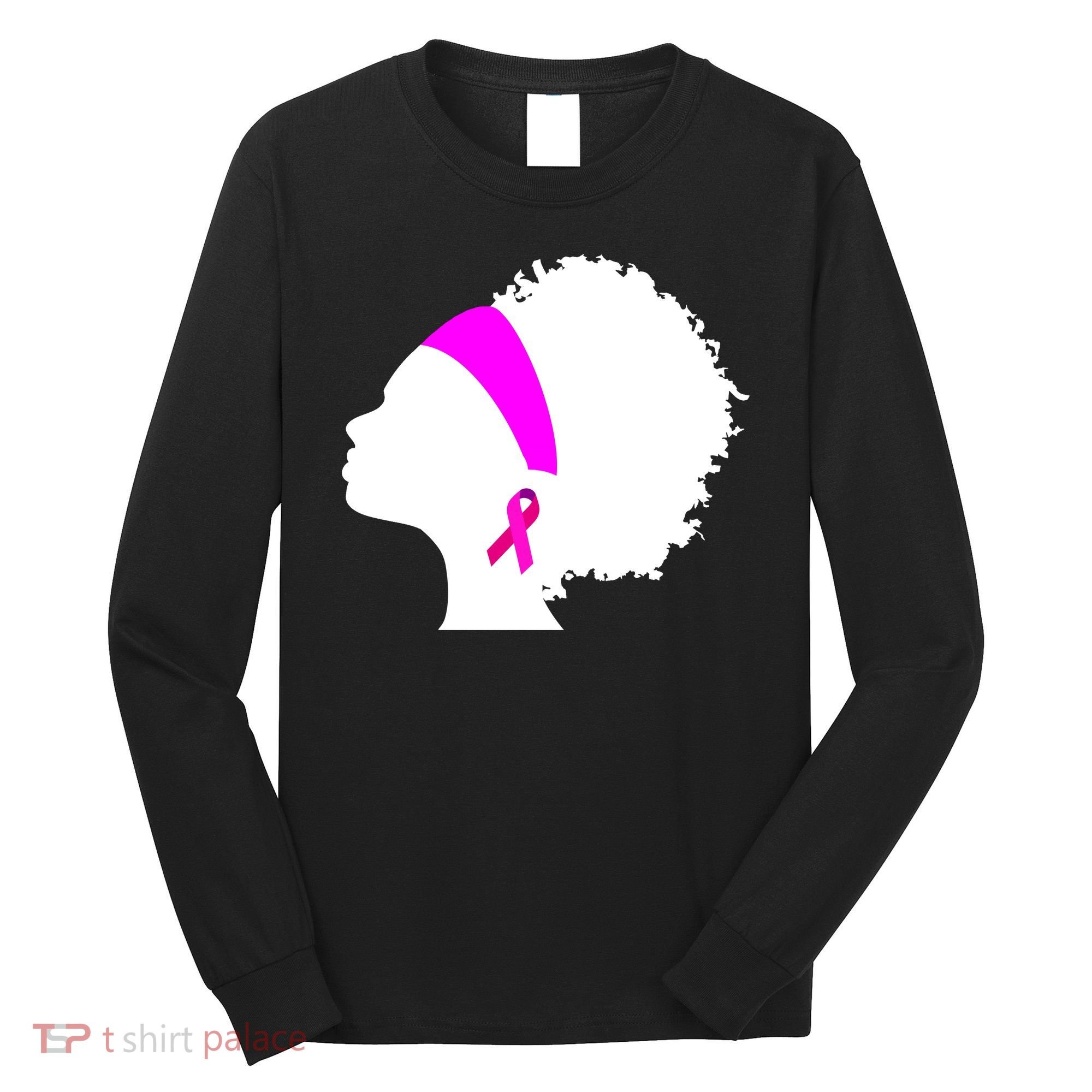 Afro Breast Cancer Awareness Long Sleeve Shirt