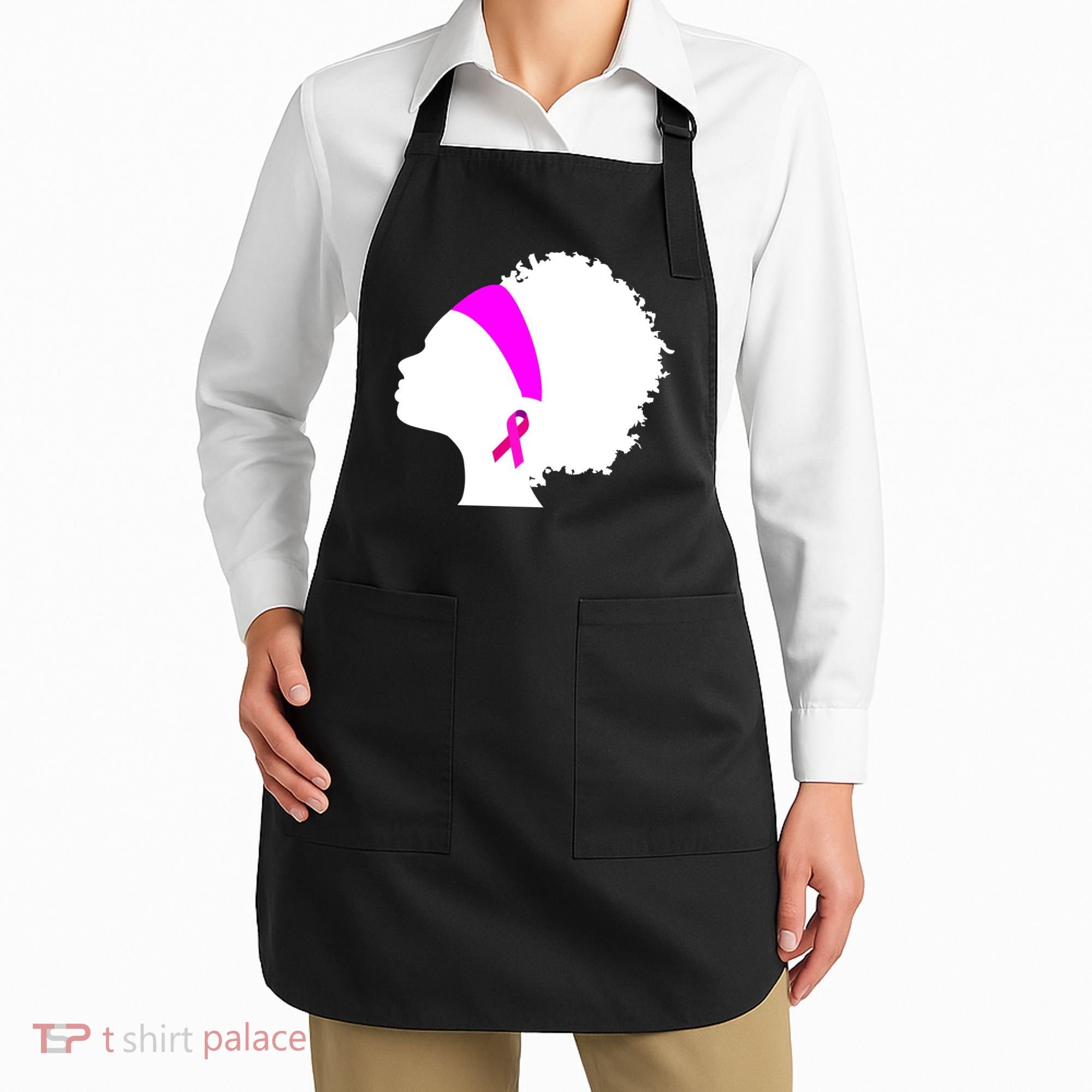 Afro Breast Cancer Awareness Apron