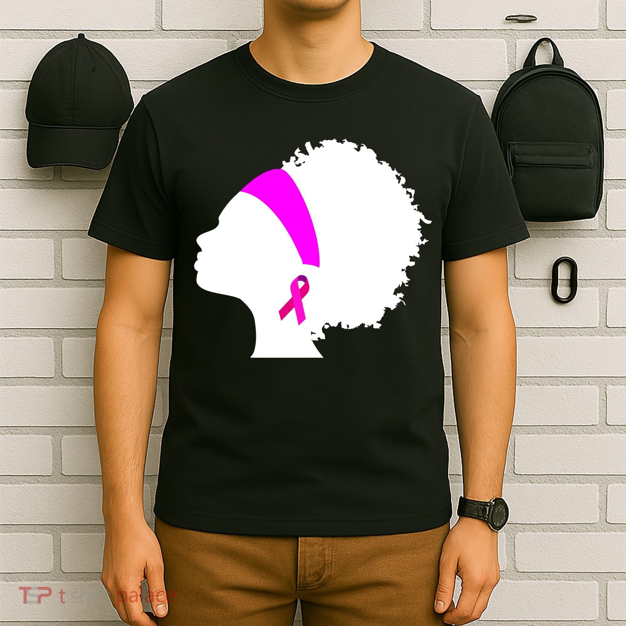 Afro Breast Cancer Awareness T-Shirt