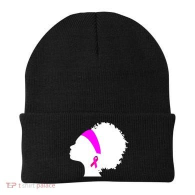 Afro Breast Cancer Awareness Beanie