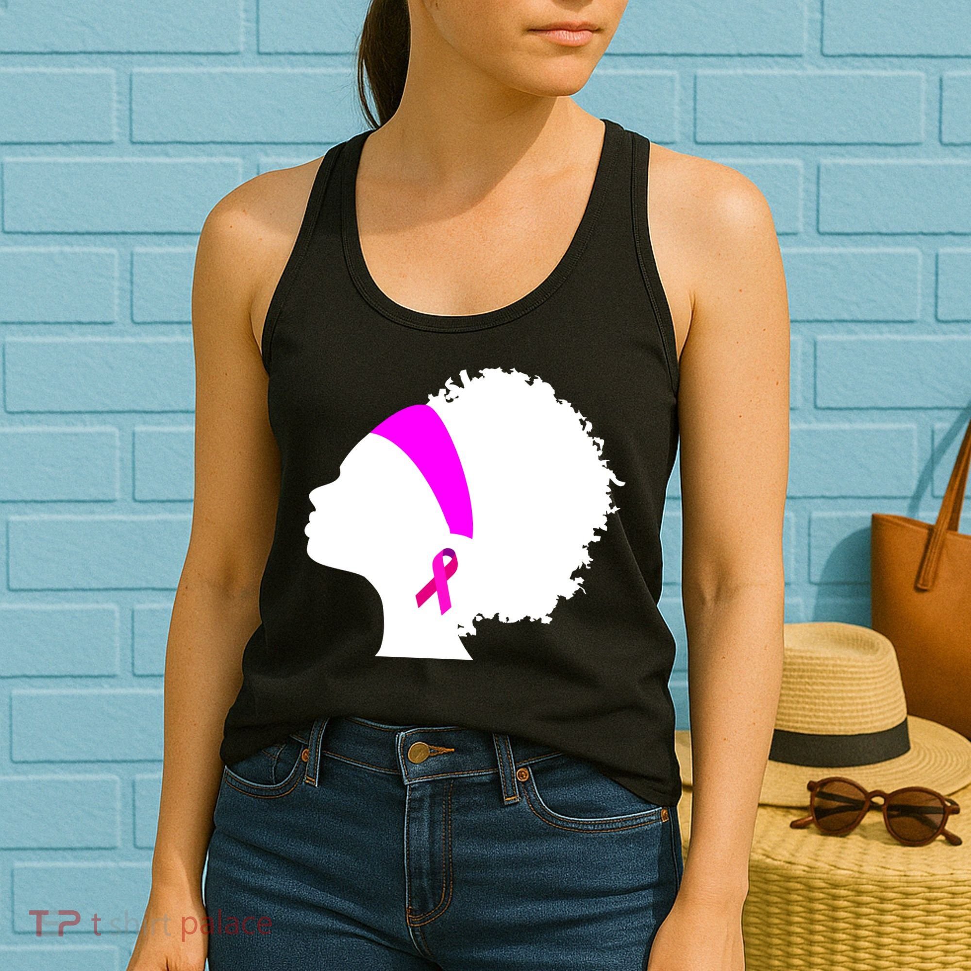 Afro Breast Cancer Awareness Women's Tank Top