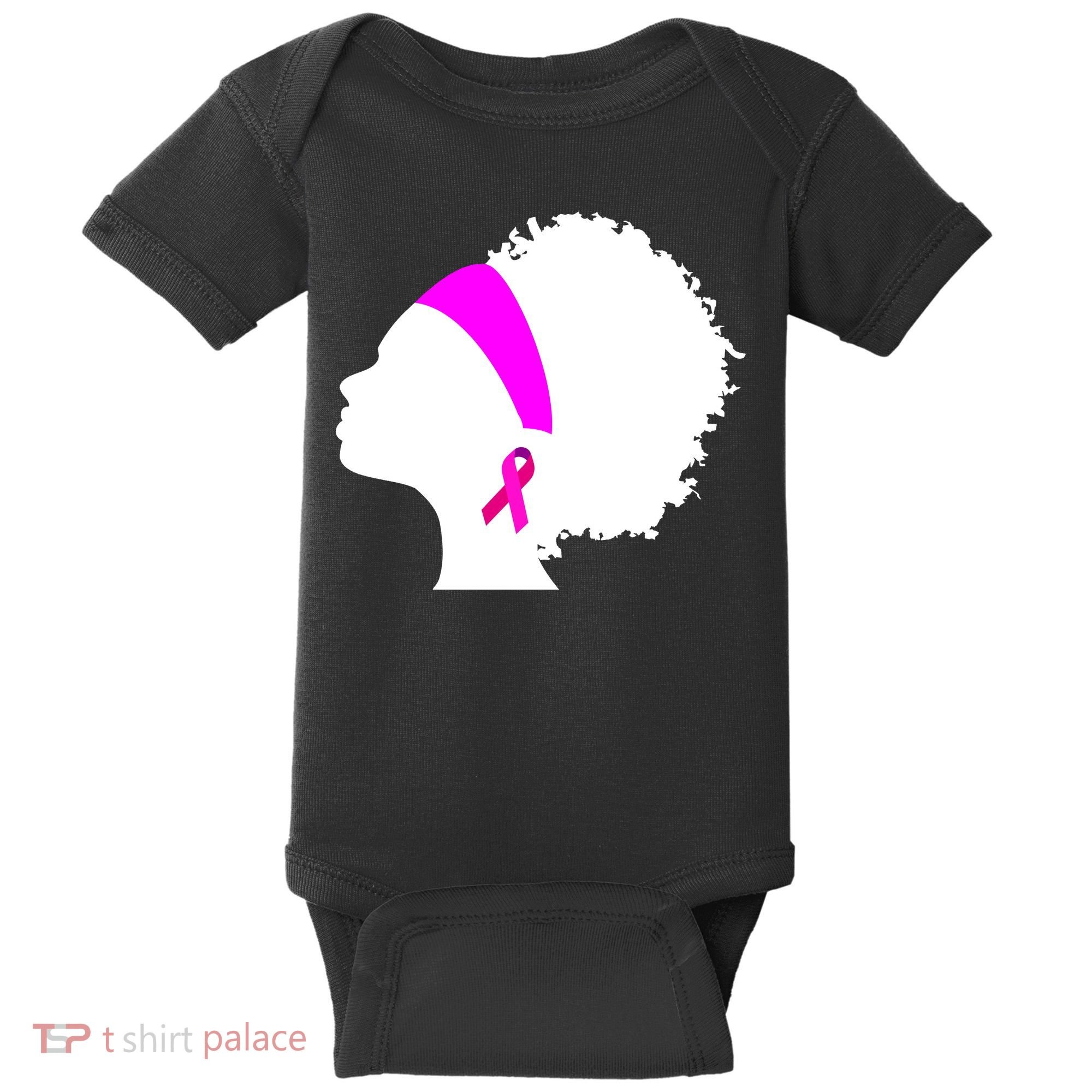 Afro Breast Cancer Awareness Baby Bodysuit