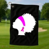 Afro Breast Cancer Awareness Golf Towel thumb 1