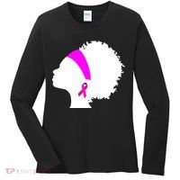 Afro Breast Cancer Awareness Women's Long Sleeve Shirt thumb 0