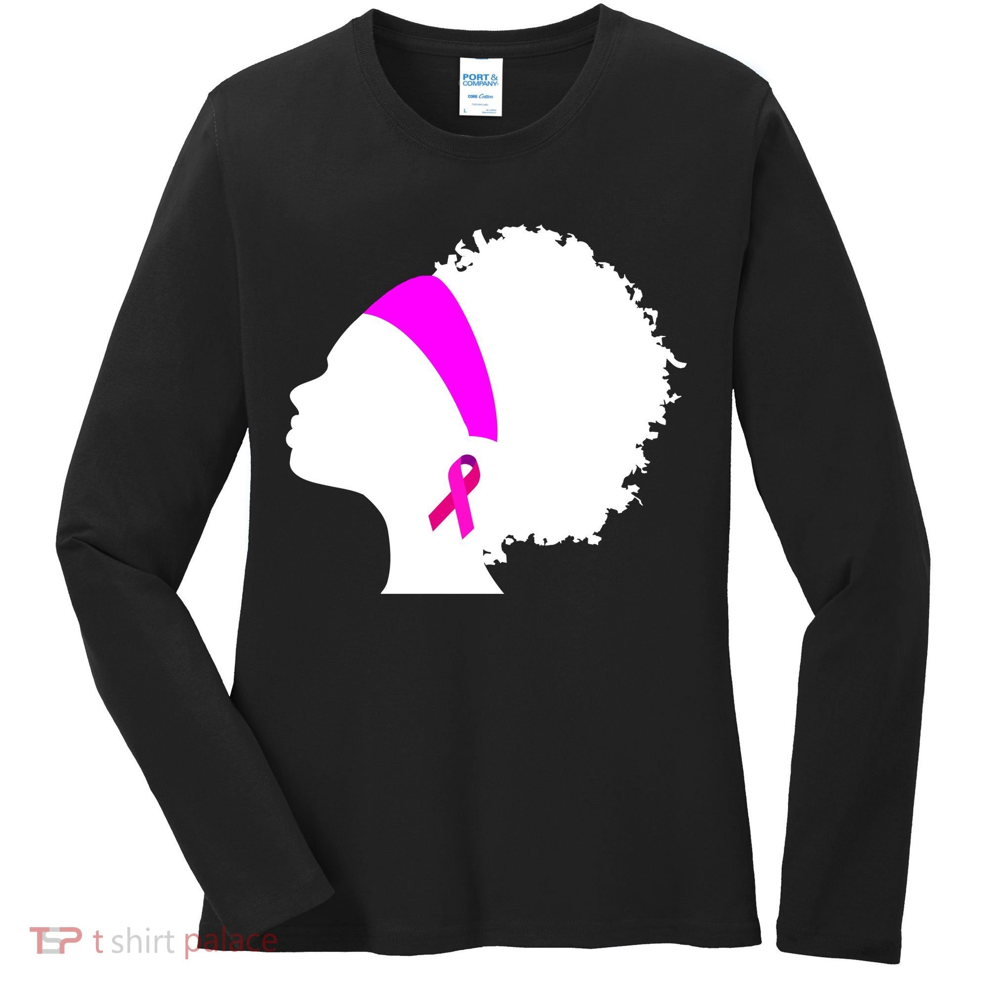 Afro Breast Cancer Awareness Women's Long Sleeve Shirt