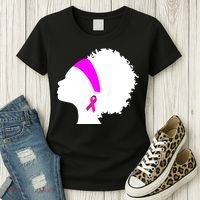 Afro Breast Cancer Awareness Women's T-Shirt thumb 3
