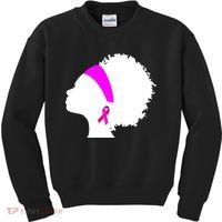 Afro Breast Cancer Awareness Kids Sweatshirt thumb 0