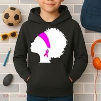 Afro Breast Cancer Awareness Kids Hoodie thumb 2