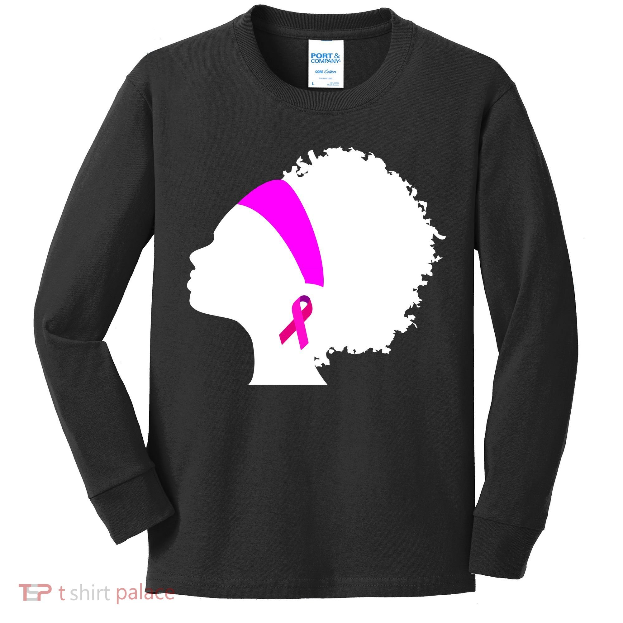 Afro Breast Cancer Awareness Kids Long Sleeve Shirt
