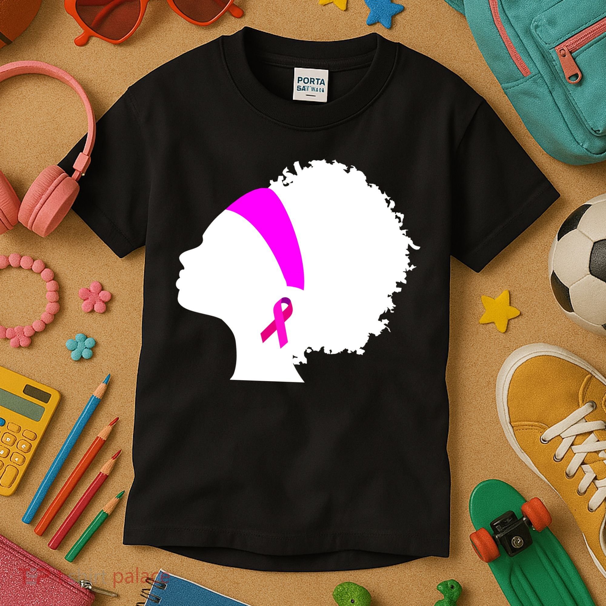 Afro Breast Cancer Awareness Kids T-Shirt