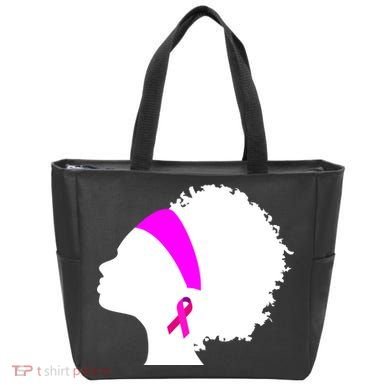 Afro Breast Cancer Awareness Tote Bag