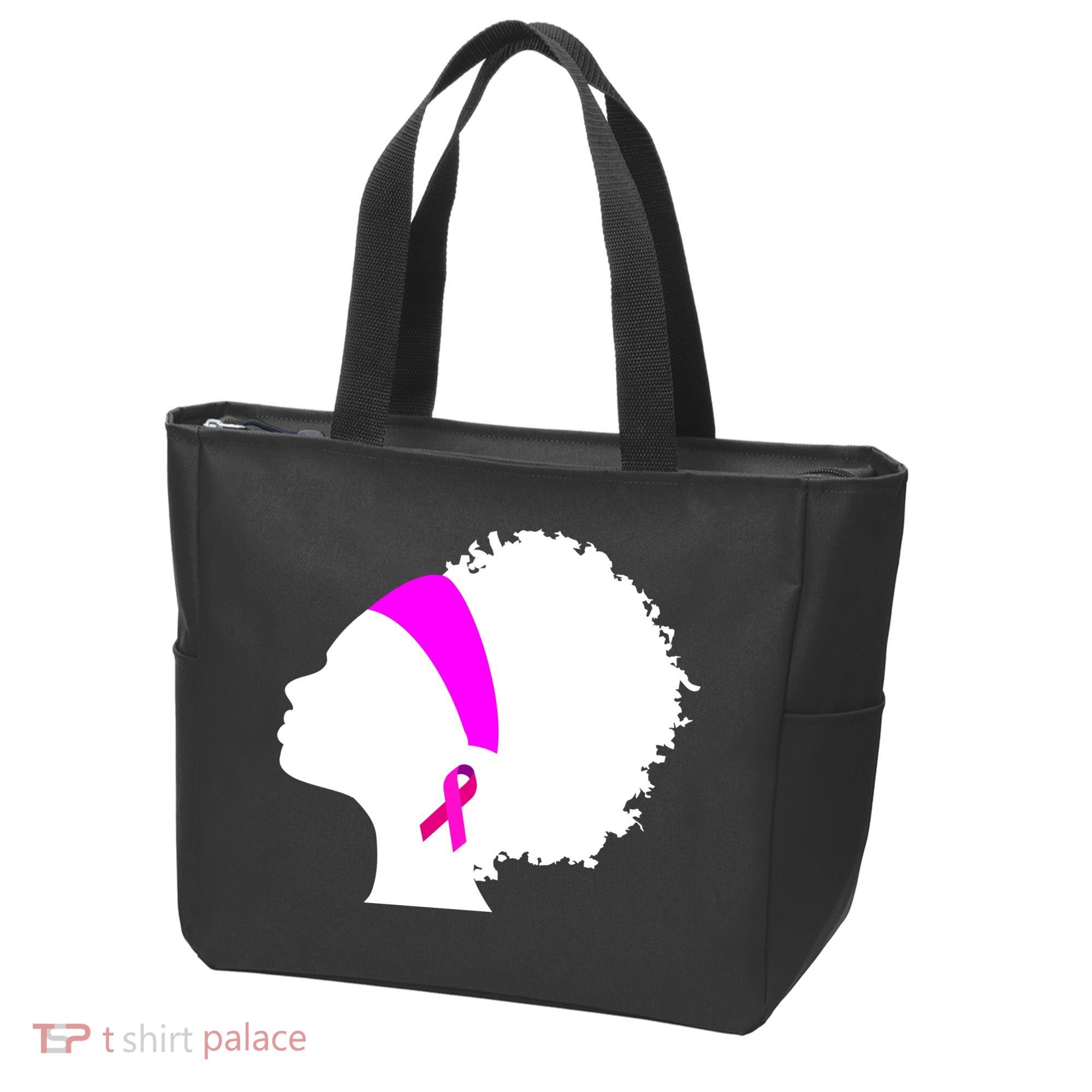 Afro Breast Cancer Awareness Tote Bag