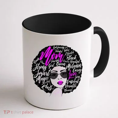 Afro Mom Strong Roots Coffee Mug back