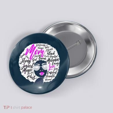 Afro Mom Strong Roots Button