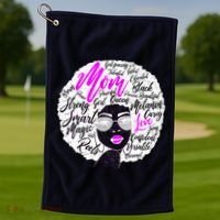 Afro Mom Strong Roots Golf Towel thumb 1