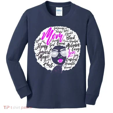 Afro Mom Strong Roots Kids Long Sleeve Shirt
