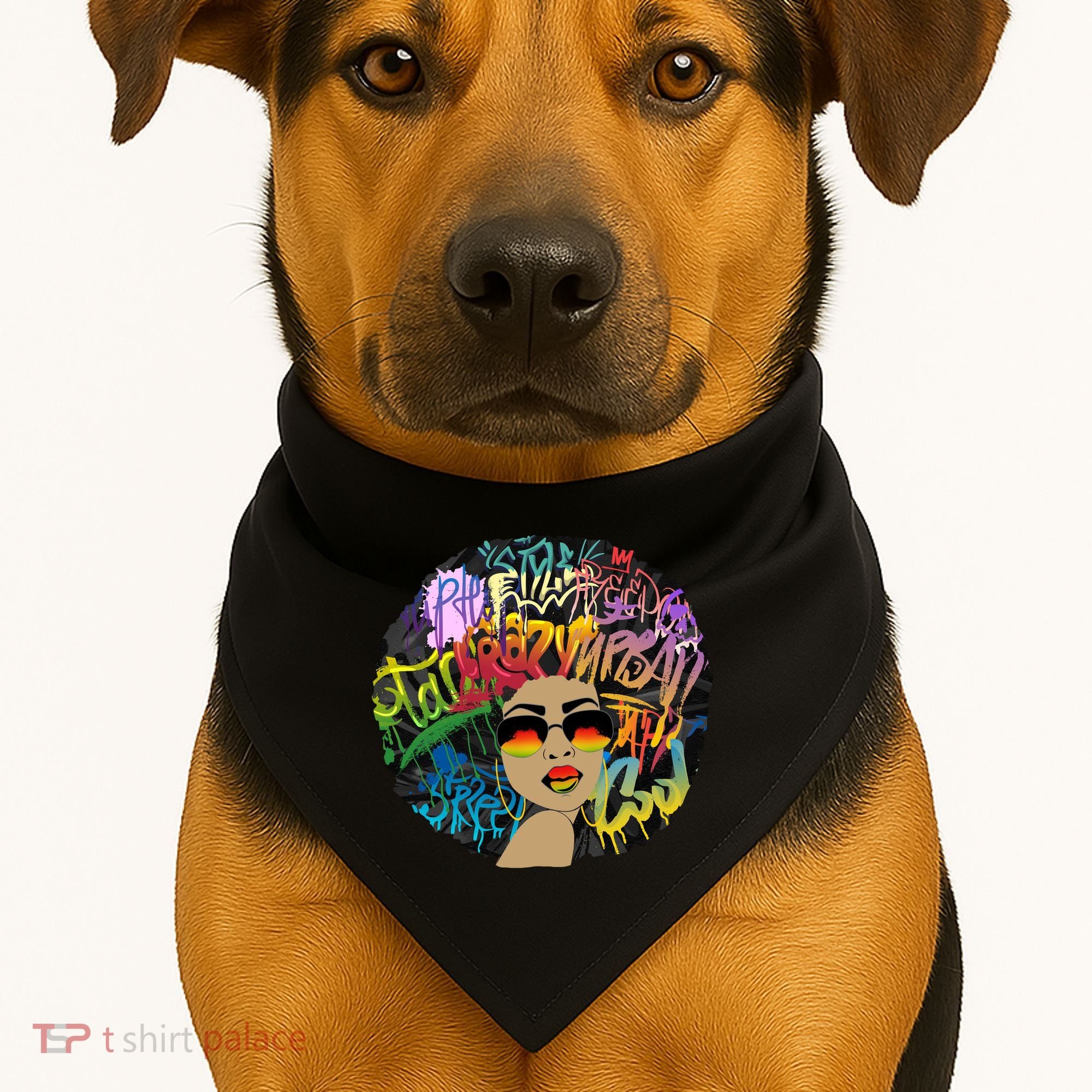 Afro Proud Black Woman Dashiki Melanin USA-Made Doggie Bandana