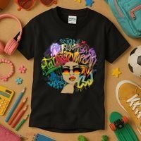 Afro Proud Black Woman Dashiki Melanin Kids T-Shirt thumb 3