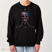 American Flag Skull Hockey Hockey Gift Women's Sweatshirt thumb 0