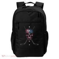 American Flag Skull Hockey Hockey Gift Backpack thumb 0
