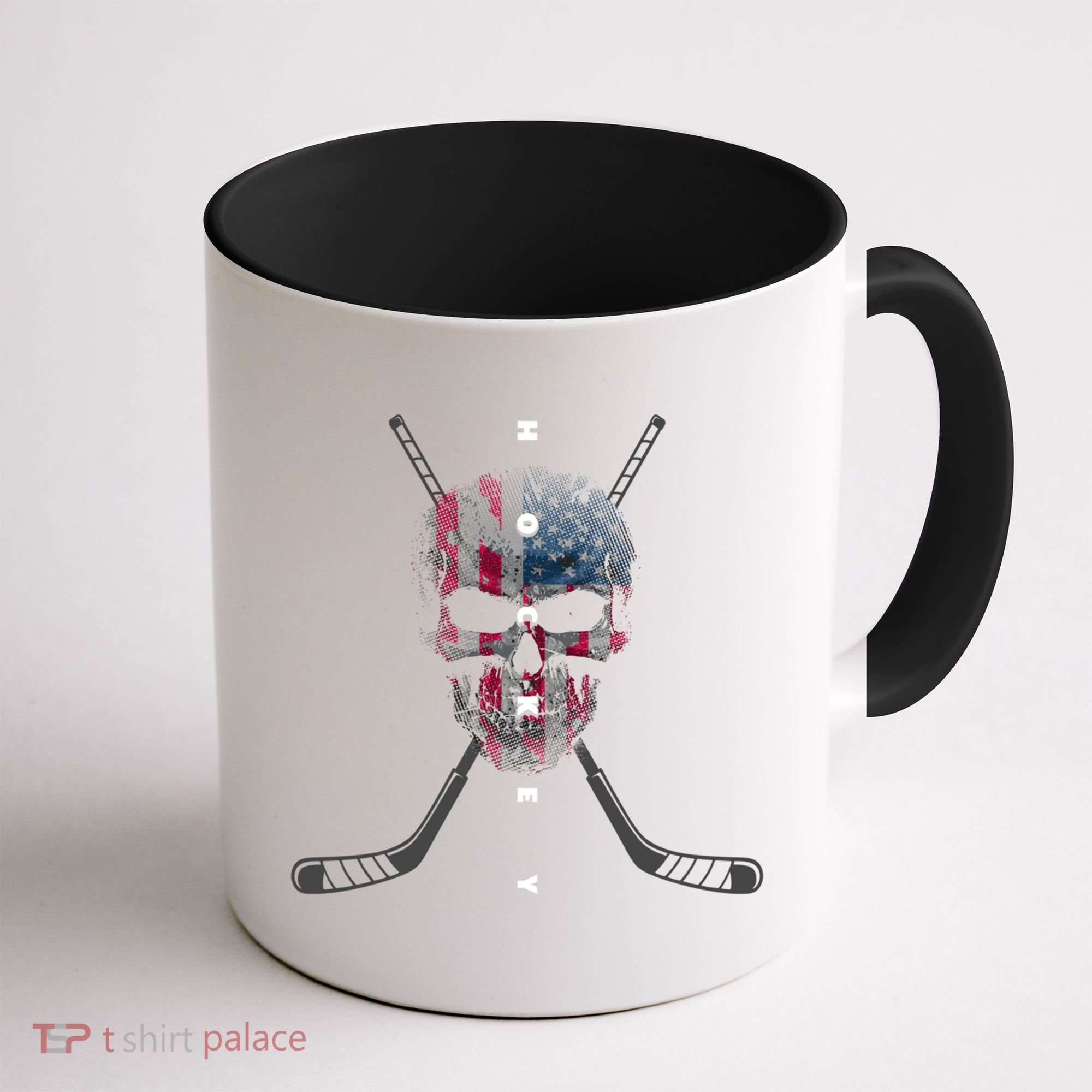 American Flag Skull Hockey Hockey Gift Coffee Mug