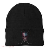 American Flag Skull Hockey Hockey Gift Beanie thumb 0