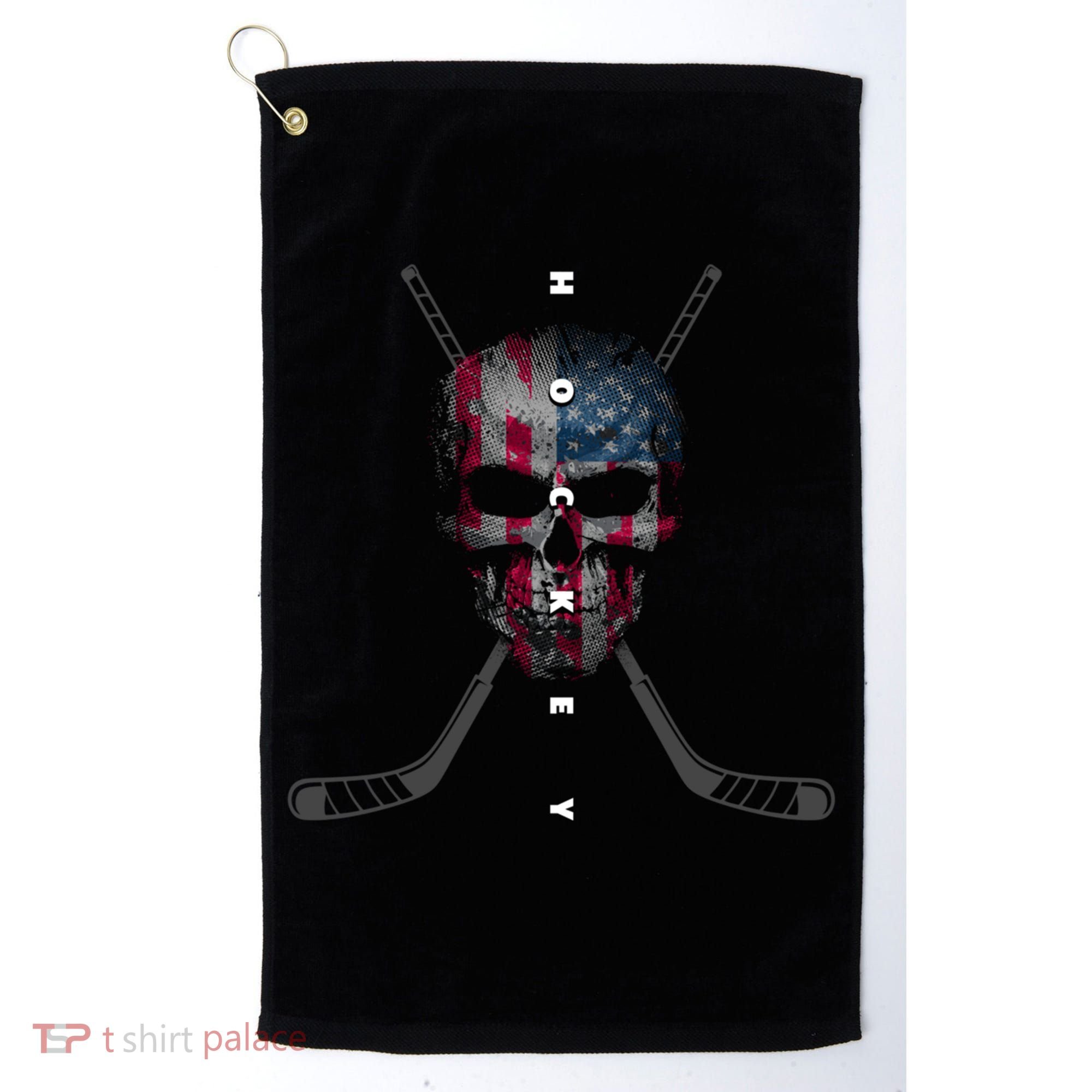 American Flag Skull Hockey Hockey Gift Golf Towel