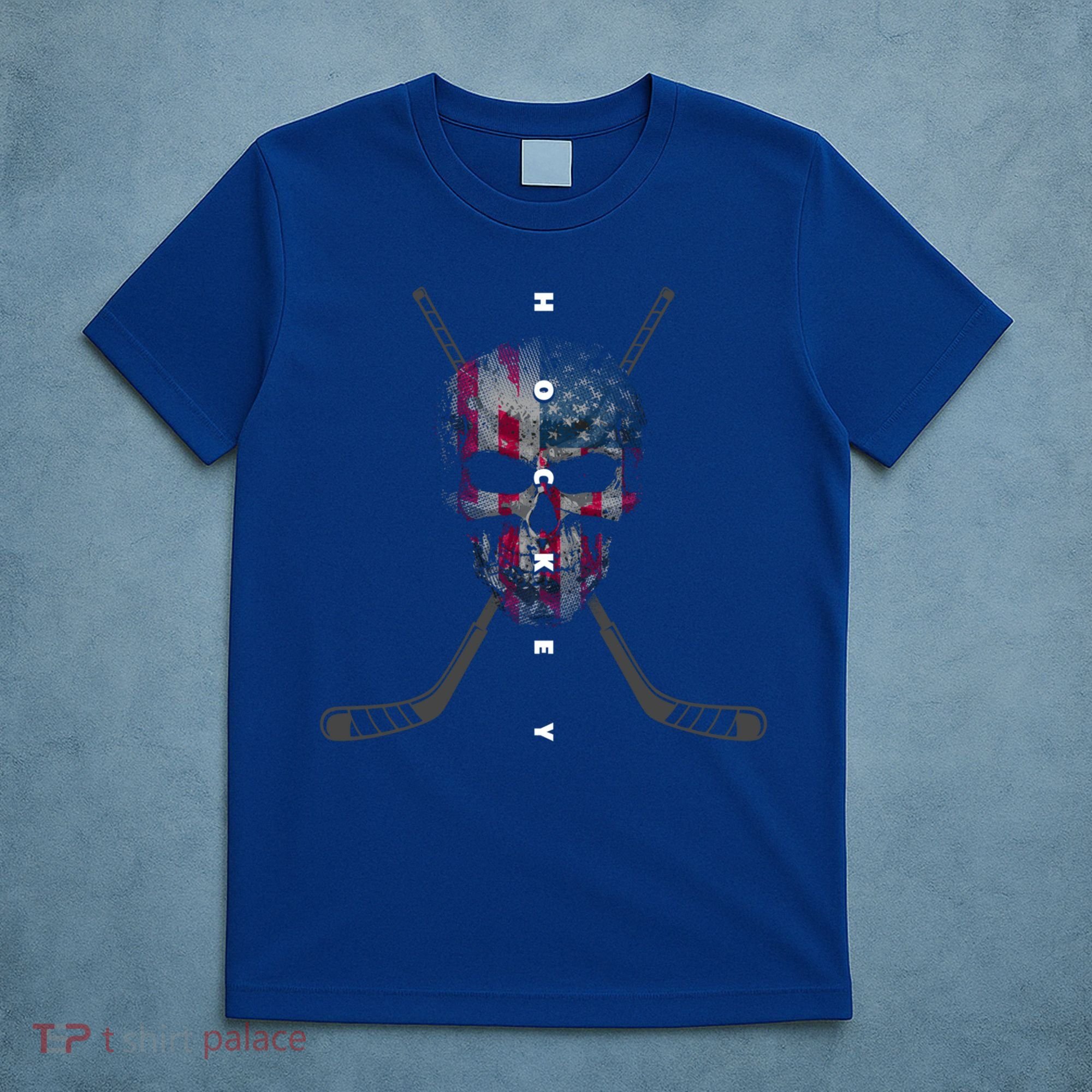 American Flag Skull Hockey Hockey Gift T-Shirt