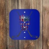 American Flag Skull Hockey Hockey Gift Coaster thumb 0