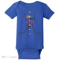 American Flag Skull Hockey Hockey Gift Baby Bodysuit thumb 0