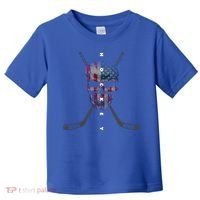 American Flag Skull Hockey Hockey Gift Toddler T-Shirt thumb 0
