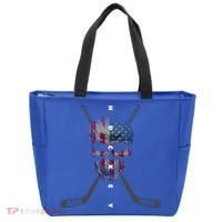 American Flag Skull Hockey Hockey Gift Tote Bag thumb 0