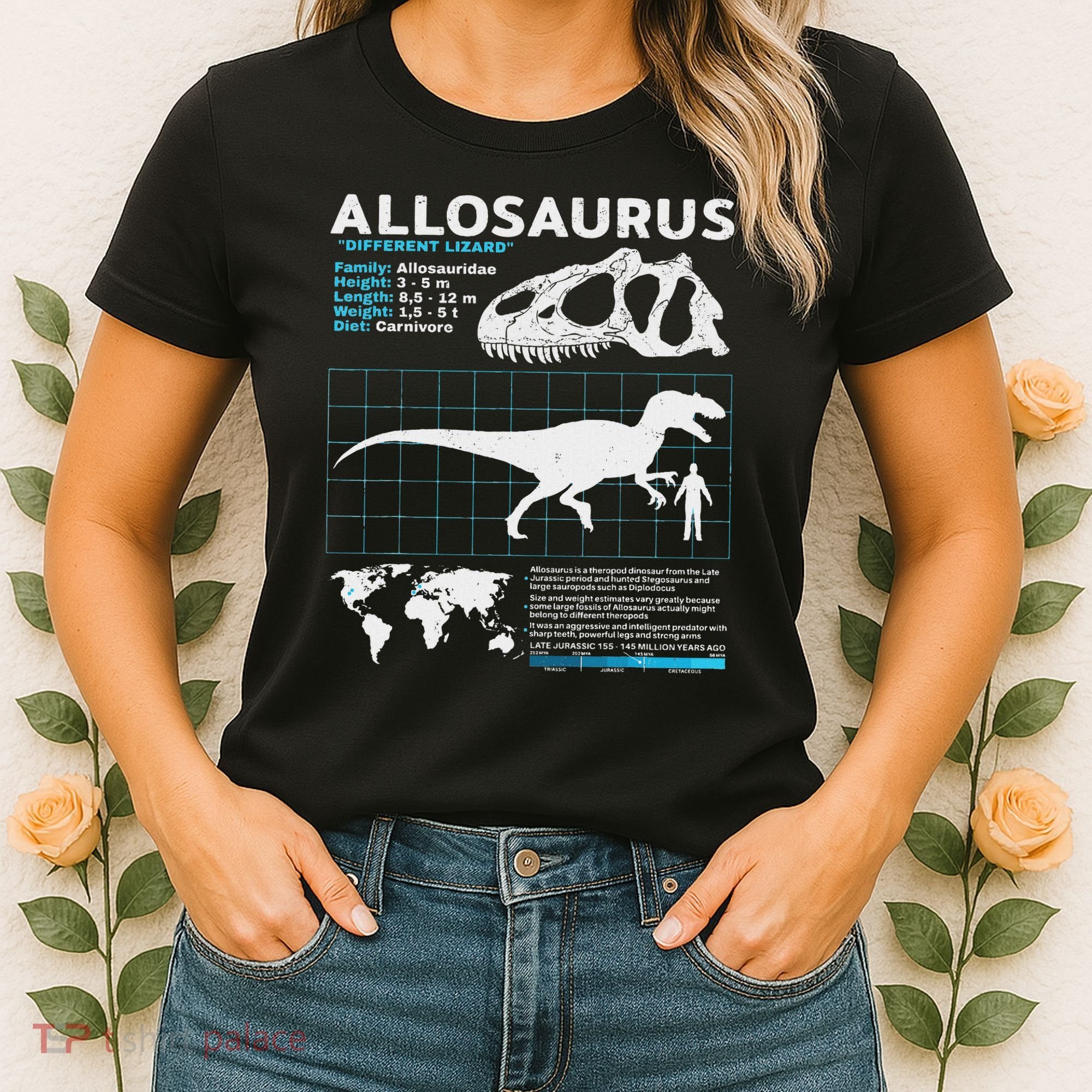 Allosaurus Fact Sheet Dinosaur Facts Women's T-Shirt