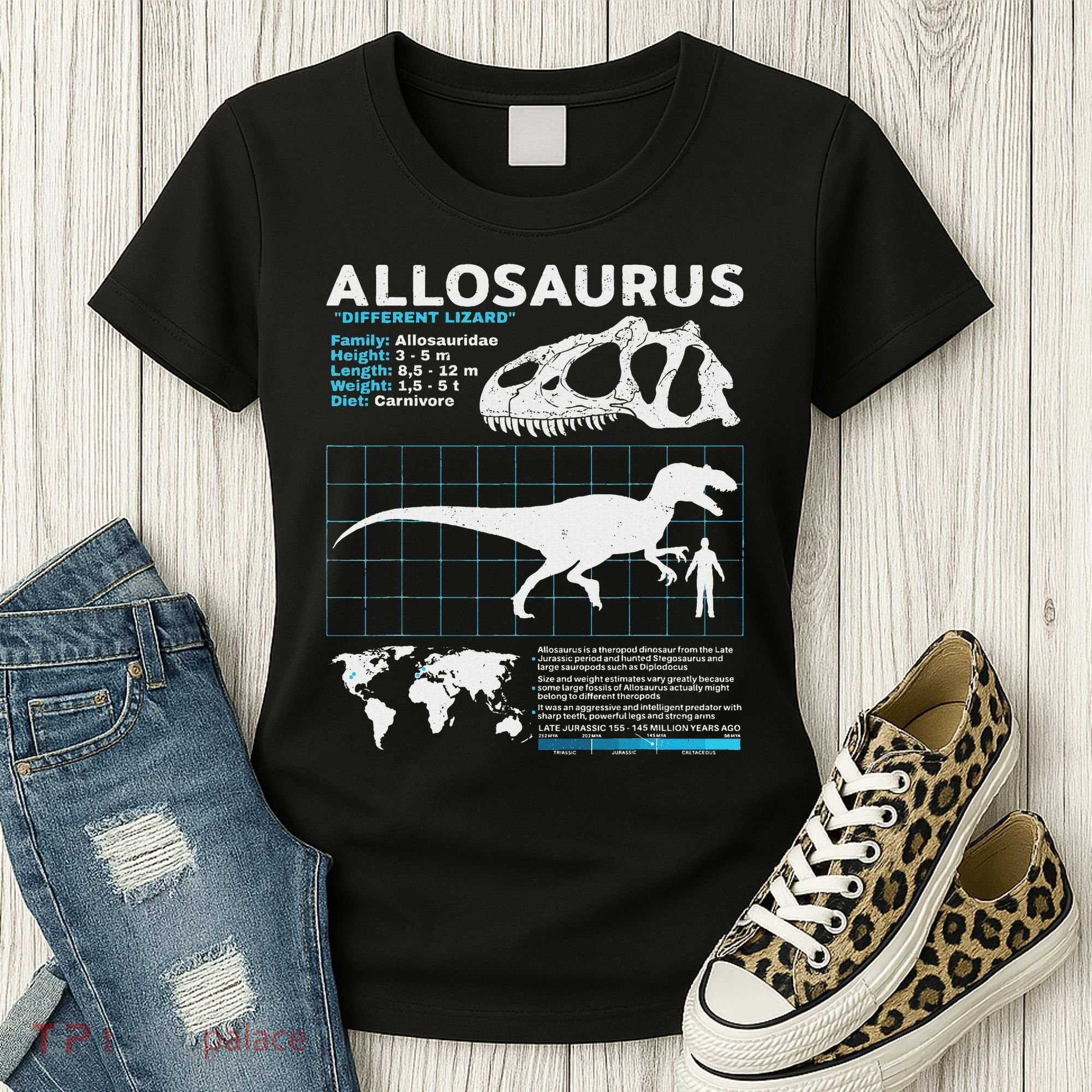 Allosaurus Fact Sheet Dinosaur Facts Women's T-Shirt