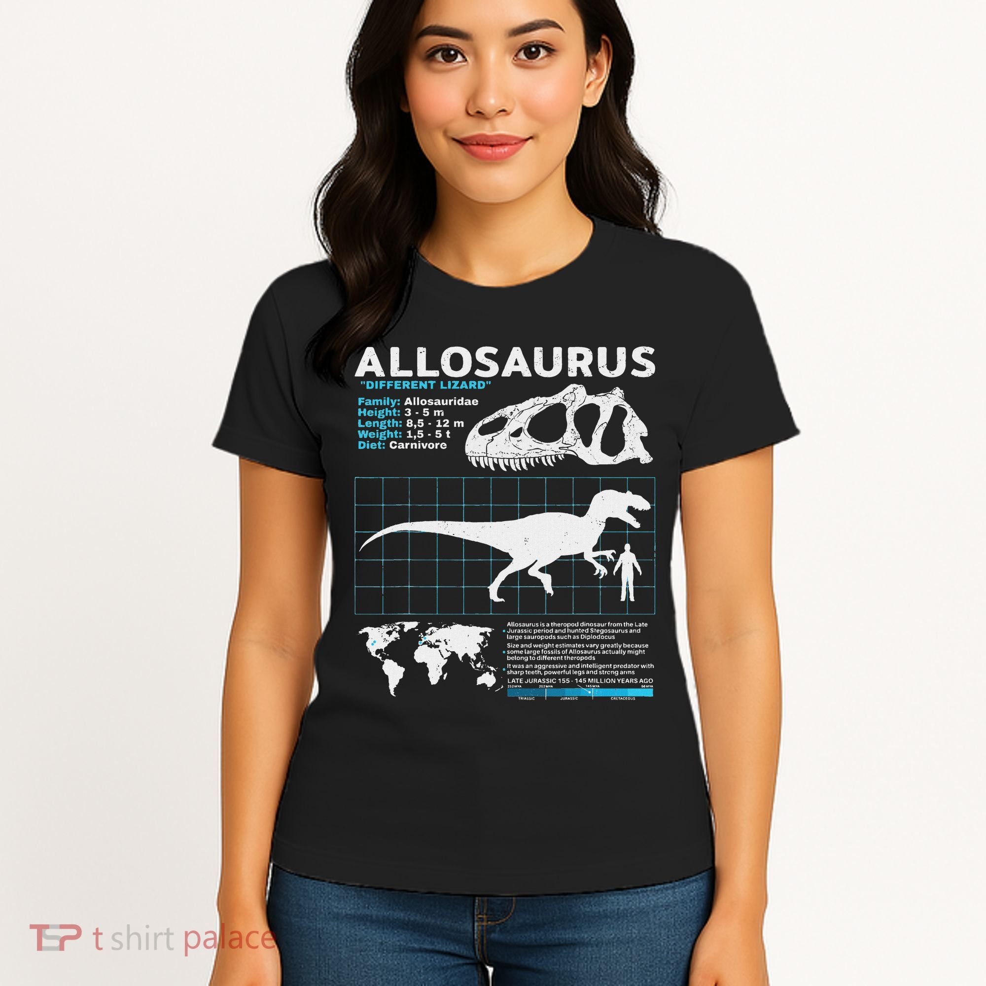 Allosaurus Fact Sheet Dinosaur Facts Women's T-Shirt