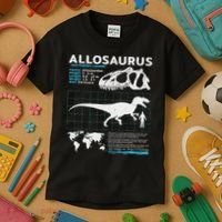 Allosaurus Fact Sheet Dinosaur Facts Kids T-Shirt thumb 3