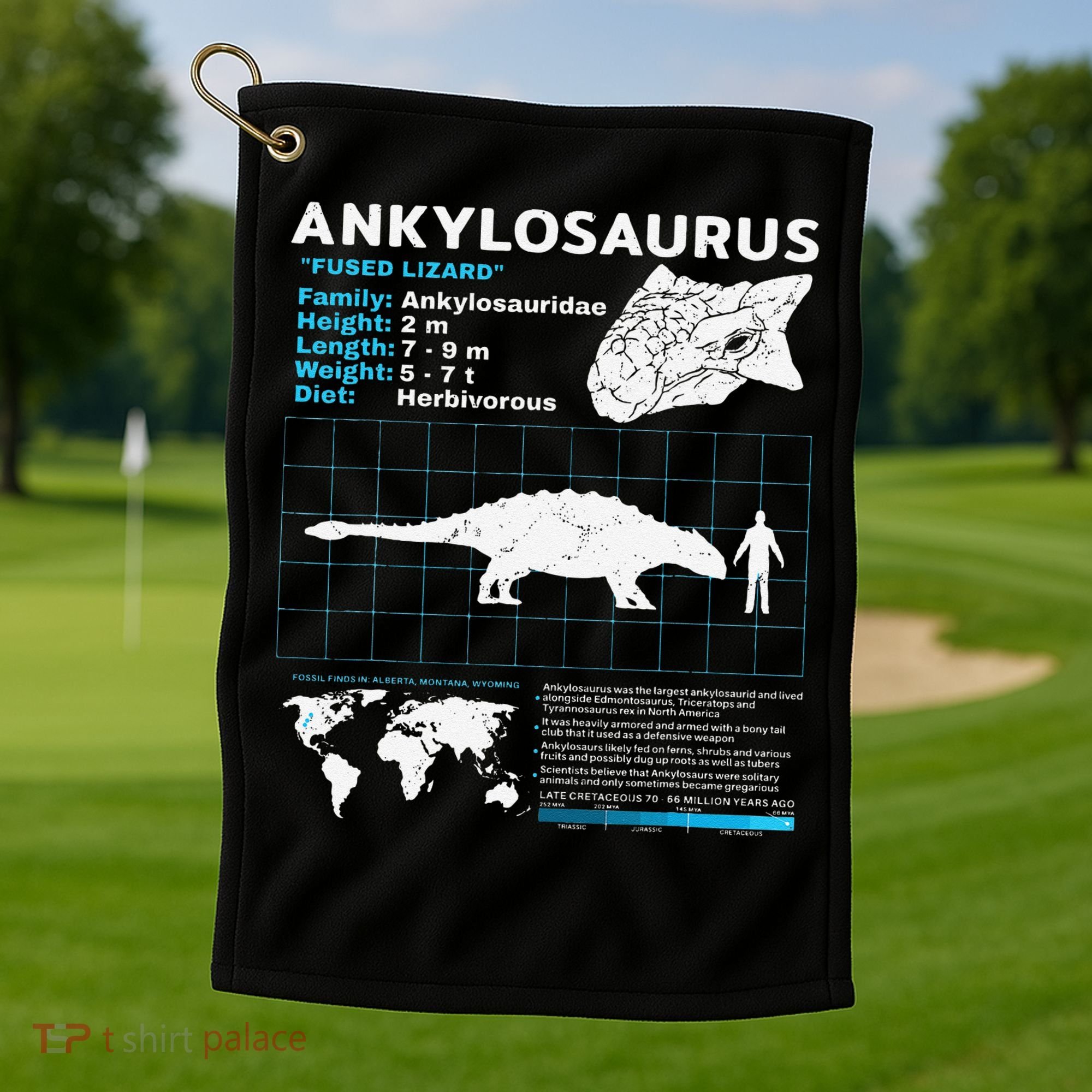 Ankylosaurus fact sheet Dinosaur Facts Gift Golf Towel