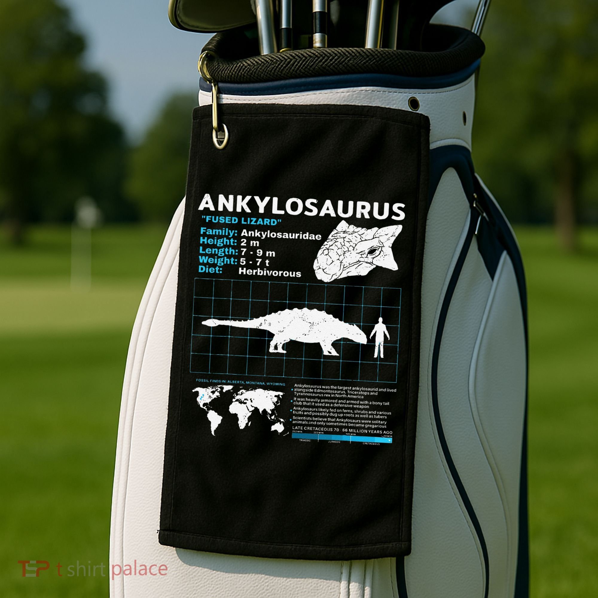 Ankylosaurus fact sheet Dinosaur Facts Gift Golf Towel