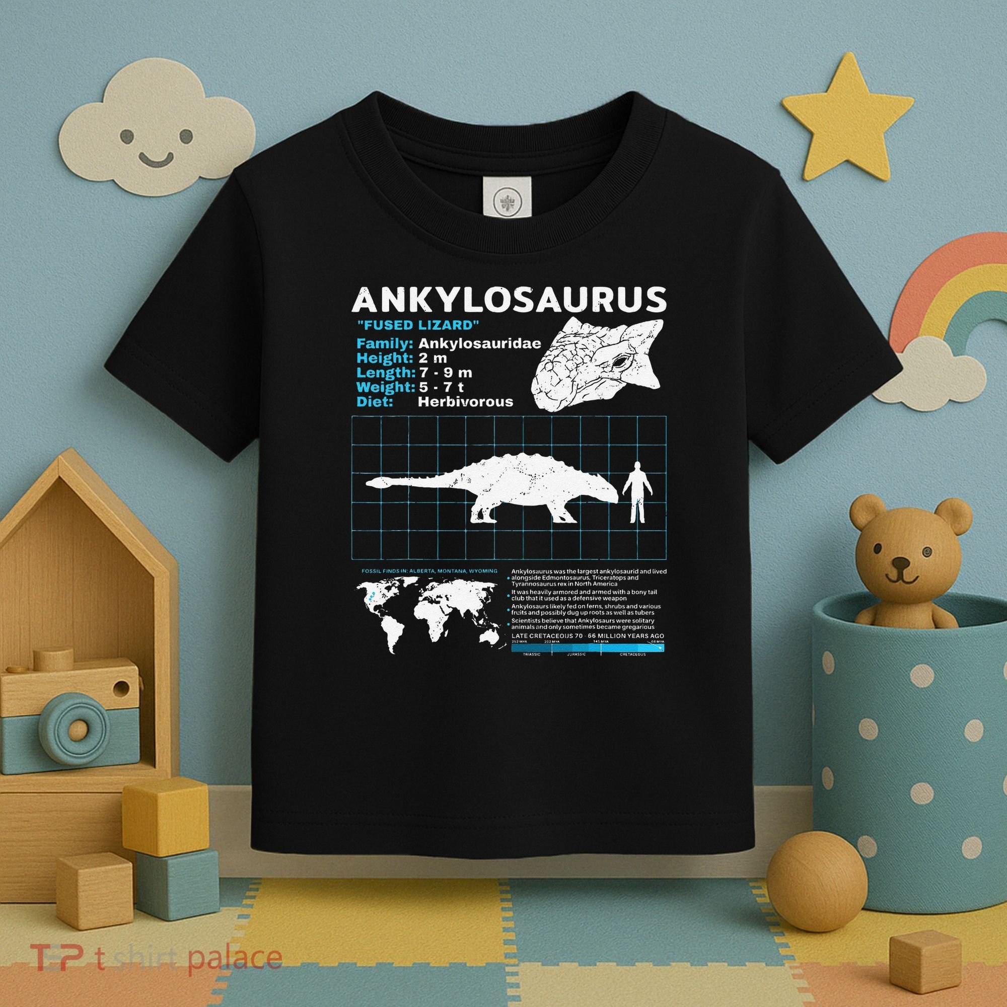 Ankylosaurus fact sheet Dinosaur Facts Gift Toddler T-Shirt